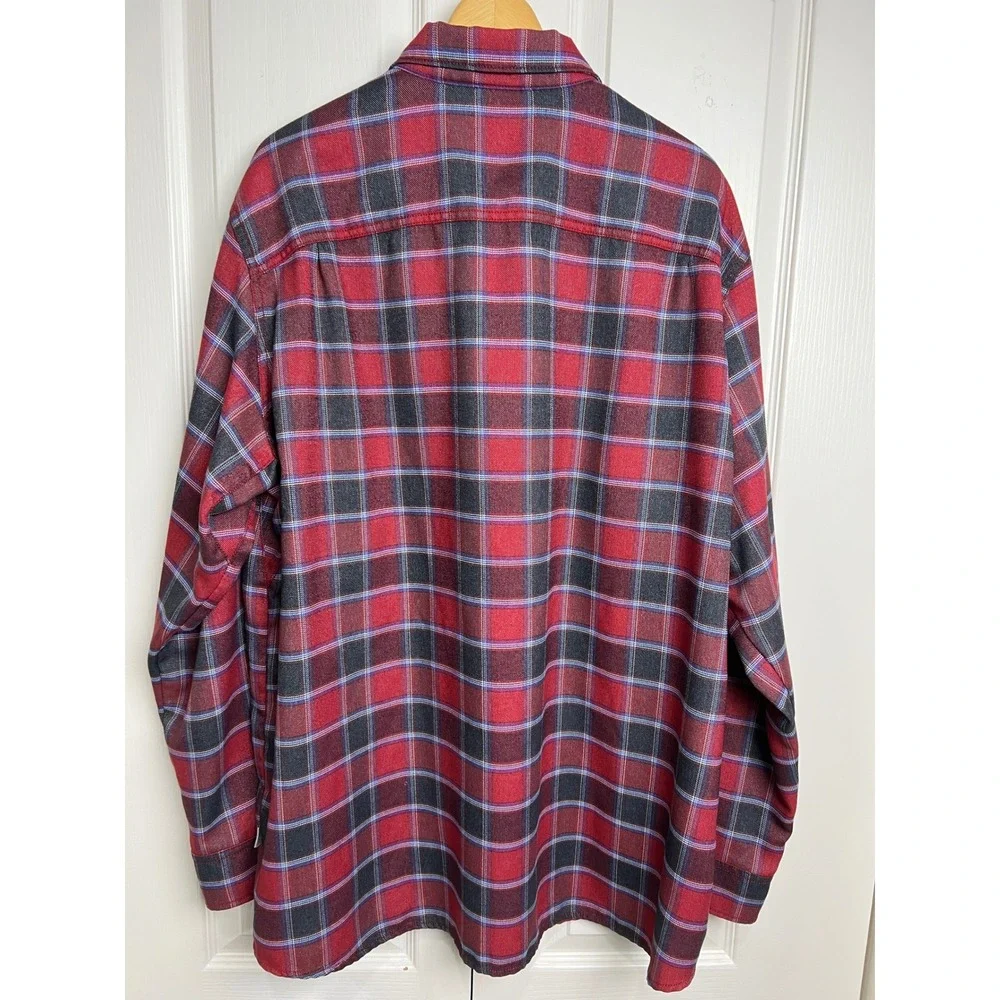 The North Face Plaid Flannel Shirt Mens XXL‎ Red Grey Long Sleeve Button Up C19